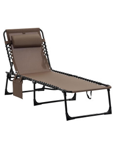 Silla Lounge Plegable Outsunny Marrón con Respaldo Ajustable