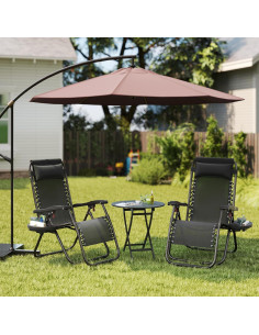 Sillas de Lounge Plegables Yaheetech Gravedad Cero con Cojines - Juego de 2 2