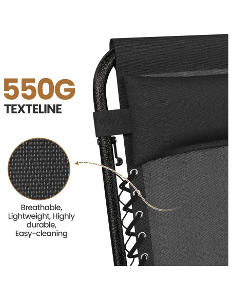 Sillas de Lounge Plegables Yaheetech Gravedad Cero con Cojines - Juego de 2