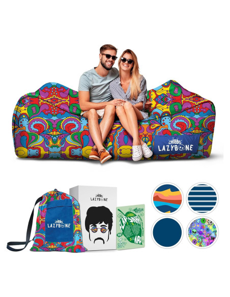 Sofá Inflable Chillbo Flap N Nap - Reposapiés Psicodélico 60s