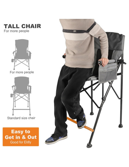 Silla de Camping Alta LANMOUNTAIN Plegable Soporta 158 kg