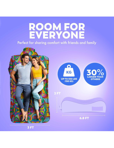 Sofá Inflable Chillbo Flap N Nap - Reposapiés Psicodélico 60s