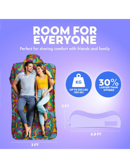 Sofá Inflable Chillbo Flap N Nap - Reposapiés Psicodélico 60s