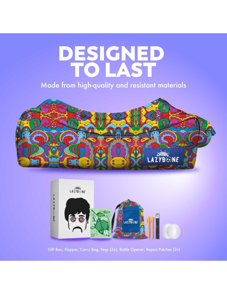 Sofá Inflable Chillbo Flap N Nap - Reposapiés Psicodélico 60s