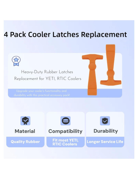 4 Ganchos de Caucho FUREHON para Nevera YETI y RTIC - Alta Resistencia