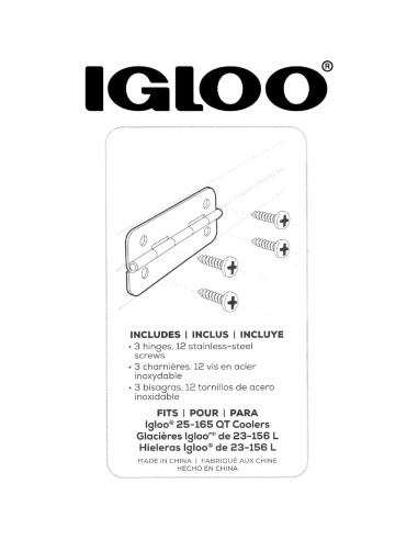 Bisagras de Acero Inoxidable Igloo para Neveras - Juego de 3
