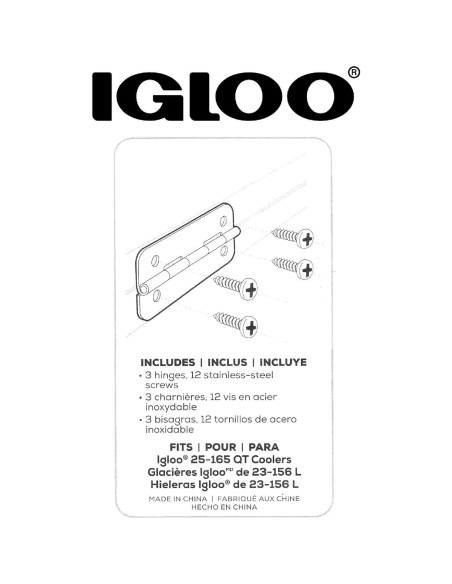 Bisagras de Acero Inoxidable Igloo para Neveras - Juego de 3