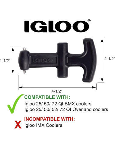 Cierre T-handle Igloo para neveras BMX y Overland 25-72 Qt
