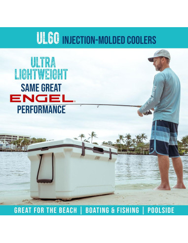 Nevera ENGEL 60 QT Ultra-Ligera con 2 Paquetes de Hielo y Vaso 22 oz