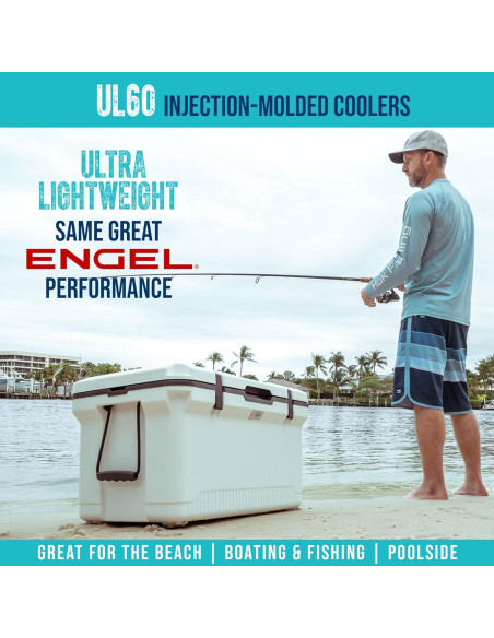 Nevera ENGEL 60 QT Ultra-Ligera con 2 Paquetes de Hielo y Vaso 22 oz