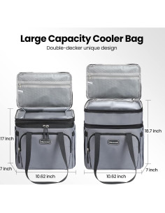 Bolsa de Almuerzo Térmica Mecrowd Gris 17L Aislada y a Prueba de Fugas 2