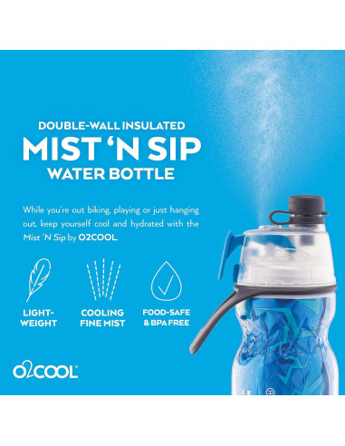 Botella Aislada O2COOL Mist 'N Sip 591 ml Azul Craquelado