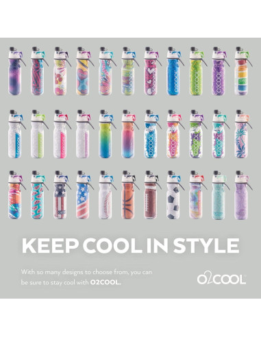Botella Aislada O2COOL Mist 'N Sip 591 ml Azul Craquelado