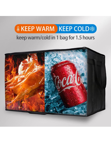 Bolsa de Entrega Aislada Bodaon XXXL Negra para Comida