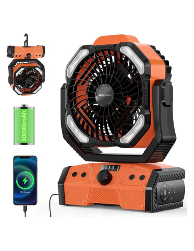 Ventilador de Camping Easywave Naranja con Linterna LED 30000mAh