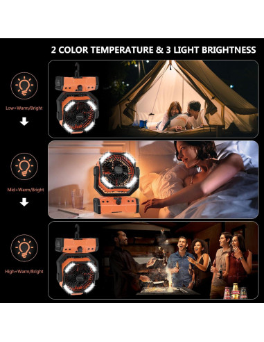 Ventilador de Camping Easywave Naranja con Linterna LED 30000mAh