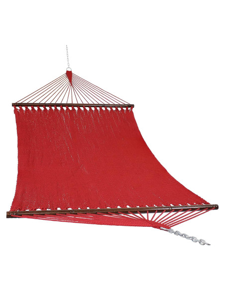Hamaca Doble Sunnydaze de Poliester Rojo 272 kg Exterior