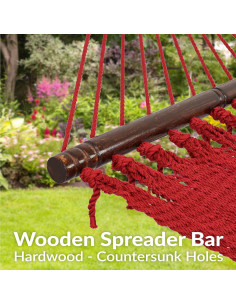 Hamaca Doble Sunnydaze de Poliester Rojo 272 kg Exterior 2