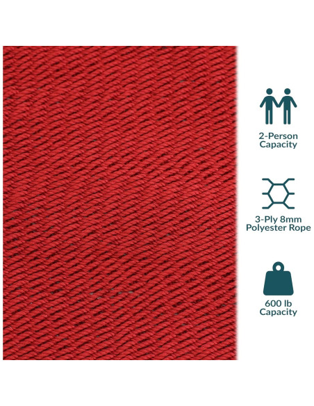 Hamaca Doble Sunnydaze de Poliester Rojo 272 kg Exterior