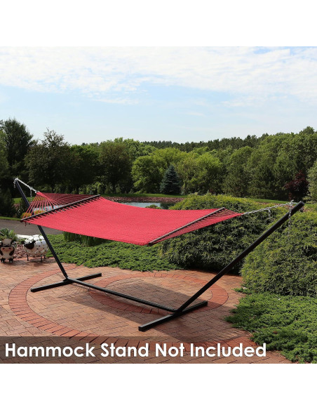 Hamaca Doble Sunnydaze de Poliester Rojo 272 kg Exterior