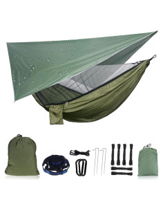Hamaca de Camping NewDoar con Red Mosquitera y Toldo 290x140cm