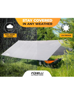 Lona Impermeable Foxelli 3.66x3.05m para Camping y Mochileo 2
