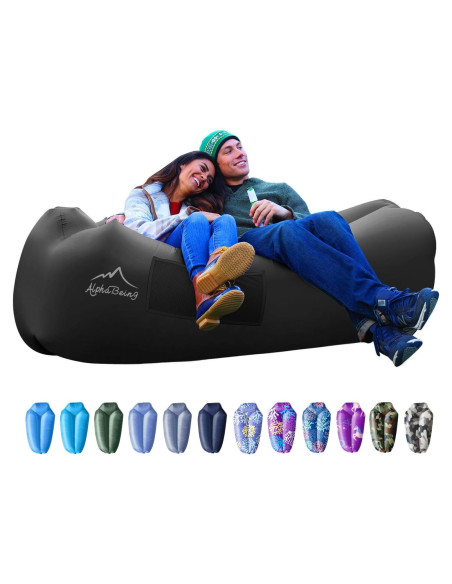 Sofá Inflable AlphaBeing X-Large Negro con Reposacabezas