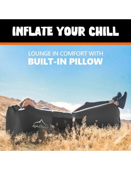 Sofá Inflable AlphaBeing X-Large Negro con Reposacabezas