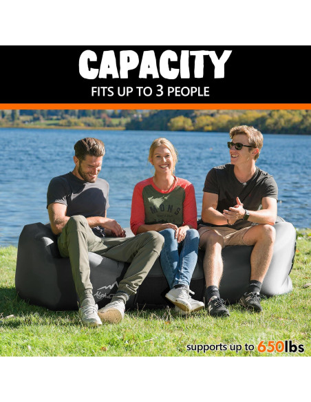 Sofá Inflable AlphaBeing X-Large Negro con Reposacabezas