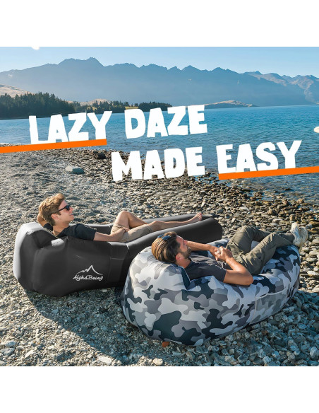 Sofá Inflable AlphaBeing X-Large Negro con Reposacabezas