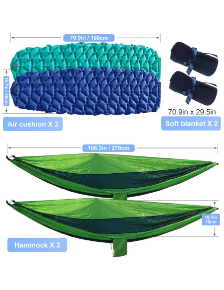 Juego de Camping 9 Piezas LANMOUNTAIN Verde - Carpa, Sacos, Hamacas Juego de Camping 9 Piezas LANMOUNTAIN Verde - Carpa, Sacos, Hamacas