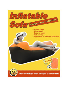 Sofá Hamaca Inflable Jovrain - Portátil, Resistente al Agua, Negro 2