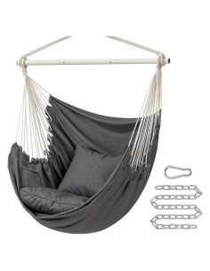 Silla Hamaca Colgante SONGMICS Gris Pizarra 500 lb 2 Cojines