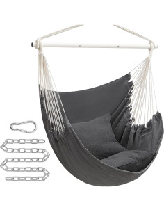 Silla Hamaca Colgante SONGMICS Gris Pizarra 500 lb 2 Cojines 2