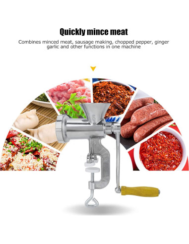 Picadora de Carne Manual TOPINCN de Aluminio con Tubo para Salchichas