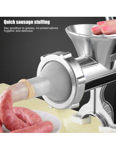 Picadora de Carne Manual TOPINCN de Aluminio con Tubo para Salchichas