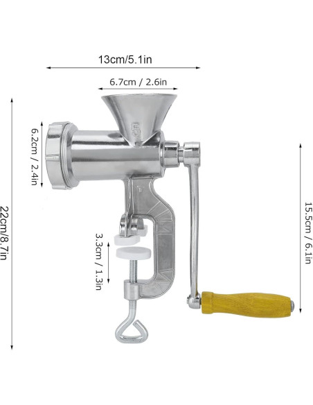 Picadora de Carne Manual TOPINCN de Aluminio con Tubo para Salchichas