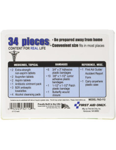 Kit de Primeros Auxilios 34 Piezas FIRST AID ONLY 12x9.5cm 2