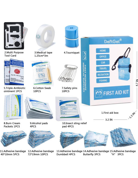 Kit de Primeros Auxilios Impermeable DEFTGET 65 Piezas