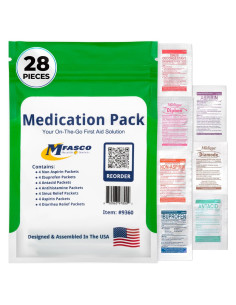 Kit de Primeros Auxilios Compacto MFASCO - 28 Paquetes Medicamentos
