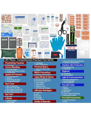 Kit de Primeros Auxilios Besst Survivor Pro Max 401 Piezas