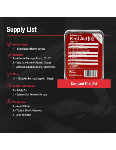 Kit de Primeros Auxilios de Aventura Medical - Lata 0.5 Roja (2 Unidades)