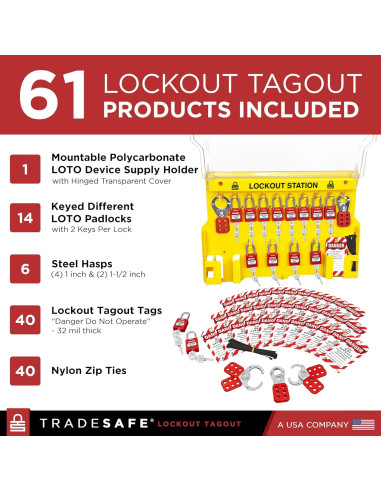 Estación de Bloqueo y Etiquetado TRADESAFE XL - Kit de 14 Candados