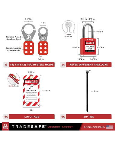 Estación de Bloqueo y Etiquetado TRADESAFE XL - Kit de 14 Candados