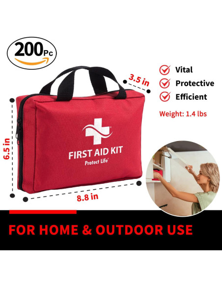 Kit de Primeros Auxilios 200 Piezas Protect Life para Camping Kit de Primeros Auxilios 200 Piezas Protect Life para Camping