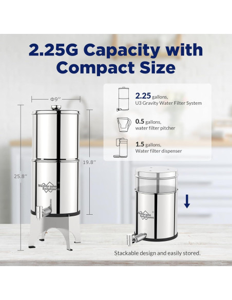 Filtro de Agua de Encimera Membrane Solutions U3P 8.5L UV
