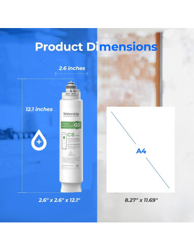 Filtro de Agua Waterdrop WD-G3-CB, Compatible con WD-G3-W