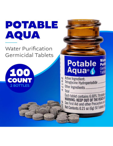 Tabletas de Purificación de Agua Potable Aqua - 100 Tabletass
