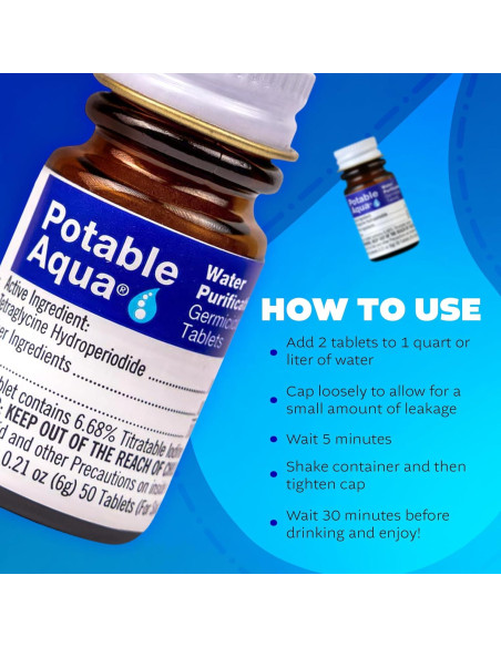 Tabletas de Purificación de Agua Potable Aqua - 100 Tabletass