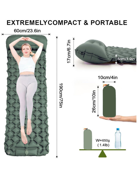 Colchón Inflable Monaker B5101 - Camping Individual 190x60cm
